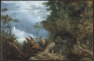 Paisaje montañoso con entrada a una mina, c.1612-13 de Roelandt Jacobsz. Savery