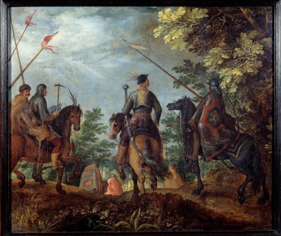 Jinetes polacos caminando en un bosque de Roelandt Jacobsz. Savery