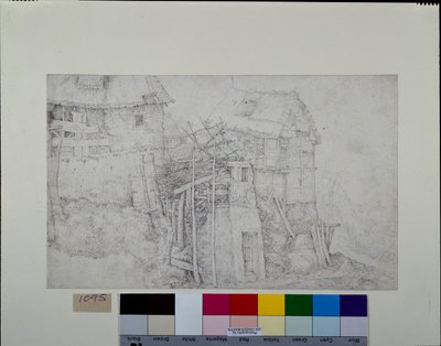 Viviendas con techo de paja, parcialmente en ruinas, en una ladera de Roelandt Jacobsz. Savery