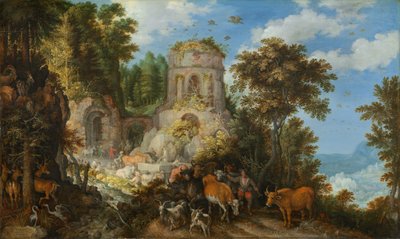 Paisaje con la huida a Egipto de Roelandt Savery