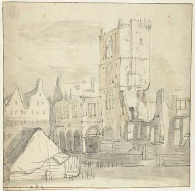 Ruinas del Antiguo Ayuntamiento de Ámsterdam, tras el incendio de 1652 de Roelant Roghman (attributed to)