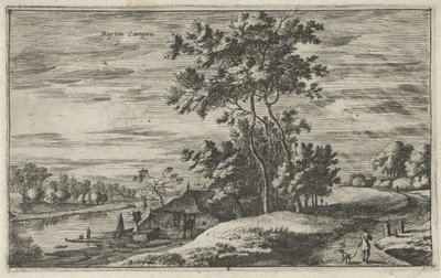 Vista del IJssel cerca de Kampen Buyten Campen (título sobre el objeto) Paisajes en el norte de los Países Bajos (Roelant Roghman) (título de la serie) de Roelant Roghman