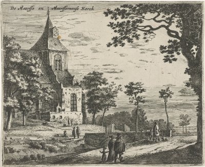 Iglesia de Maarsseveen De Masse y Maarsseveense Kerck (título sobre objeto) Paisajes en las provincias de Holanda y Utrecht (título de la serie) de Roelant Roghman
