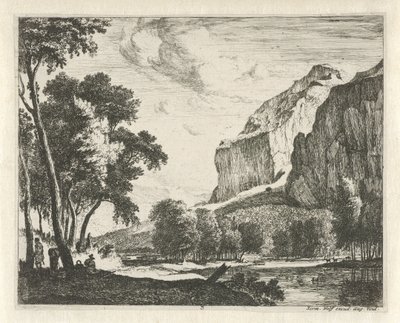 paisaje de río con rocas Paisajes tiroleses (título de la serie) de Roelant Roghman