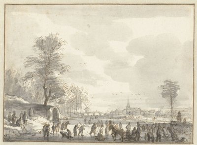Escena invernal con patinadores de Roelant Roghman