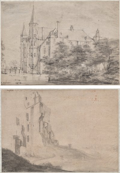 Castillo de Zuylen cerca de Utrecht (anverso)/Ruina de la casa Ter Kleef cerca de Haarlem (verso) de Roelant Roghman