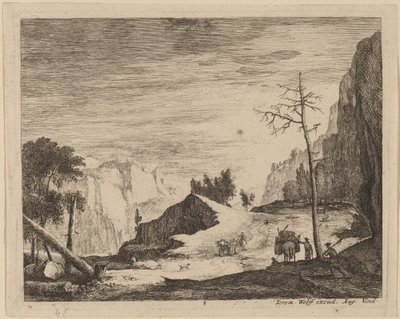Paisaje Montañoso con un Carro: pl.8 de Roelant Roghman and Melchior Küsel