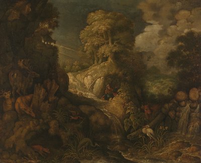 Elías alimentado por los cuervos de Roelant Savery (workshop of)
