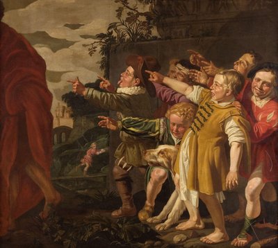 Eliseo burlado por los niños pequeños (II Reyes 2:24-25) de Roeloff van Zijl (attributed to)