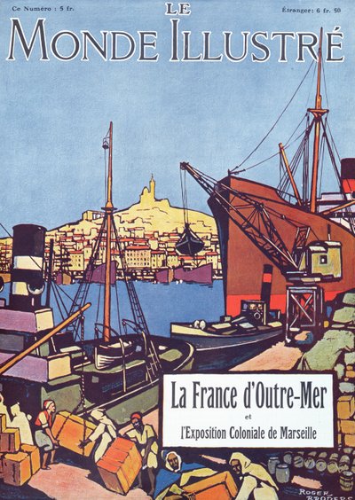 Portada de un número especial de "Le Monde Illustre" sobre la Exposición Internacional de Ultramar en Marsella en 1922 (litografía en color) de Roger Broders