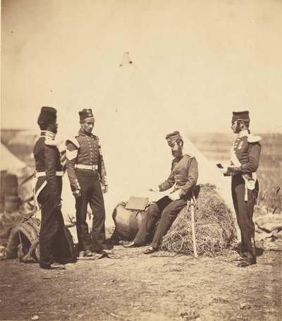 El capitán Walker del 30.º regimiento leyendo órdenes generales. de Roger Fenton