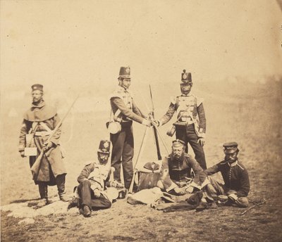 Infantería inglesa apilando fusiles de Roger Fenton