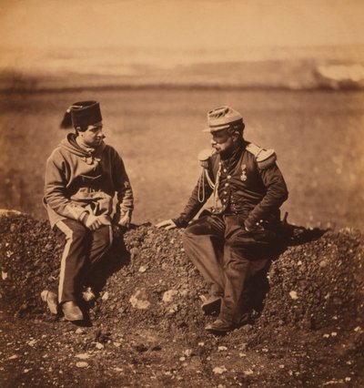 General francés Cisse, jefe de estado mayor del general Pierre Bosquet, y ayudante de campo, retrato durante la Guerra de Crimea, Crimea, Ucrania de Roger Fenton