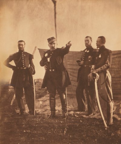 General francés Pierre Bosquet (centro), dando órdenes a su personal, Guerra de Crimea, Crimea, Ucrania de Roger Fenton