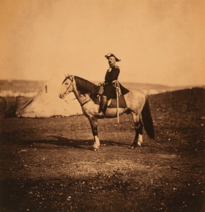 General francés Pierre Bosquet, retrato sentado en caballo, Guerra de Crimea, Crimea, Ucrania de Roger Fenton