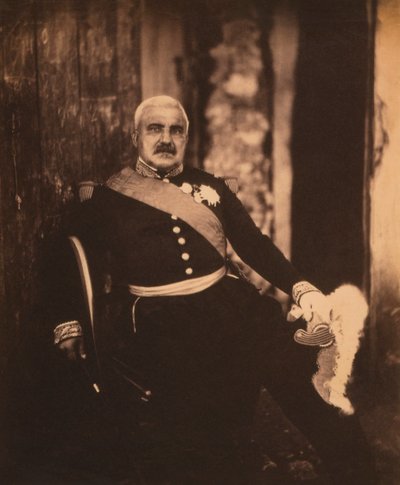 Mariscal francés Aimable-Jean-Jacques Pelissier, retrato sentado con uniforme, Guerra de Crimea, Crimea, Ucrania de Roger Fenton