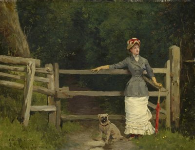 Mujer y perro en la puerta de Roger Joseph Jourdain