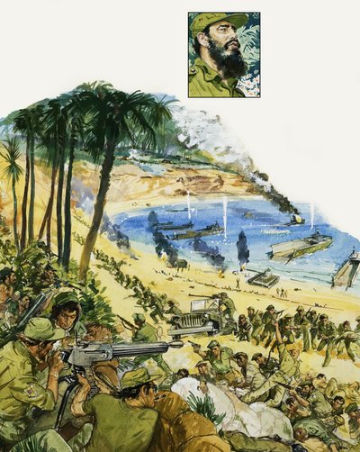 A Tragic Blunder, The Bay of Pigs Invasion (gouache sobre papel) de Roger Payne