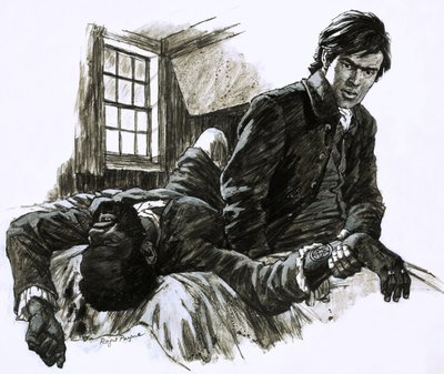 Un enemigo desconocido, ilustración del serial La marca del pentagrama de Roger Payne