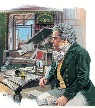 Ludwig van Beethoven (1770-1827) (gouache sobre papel) de Roger Payne