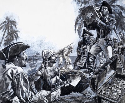 Pirate Gold, de "The Treasure Hunters" (gouache sobre papel) de Roger Payne