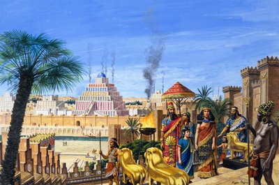 El rey que se quedó lejos, de "Babilonia la poderosa" (gouache sobre papel) de Roger Payne