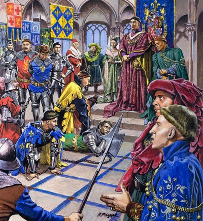 Los hombres que gobernaron Borgoña, de "Dinastías del destino" (gouache sobre papel) de Roger Payne