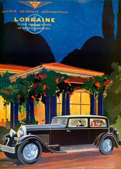 Póster, Lorraine, Société Générale Aéronautique, 1928 de Roger Soubie