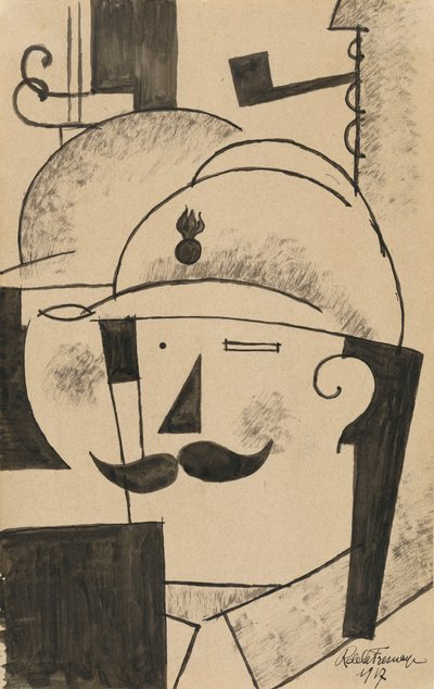 Dos soldados de infantería con casco de Roger de La Fresnaye