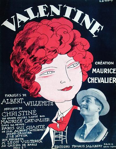 Portada de una partitura de la famosa canción "Valentine". de Roger de Valerio