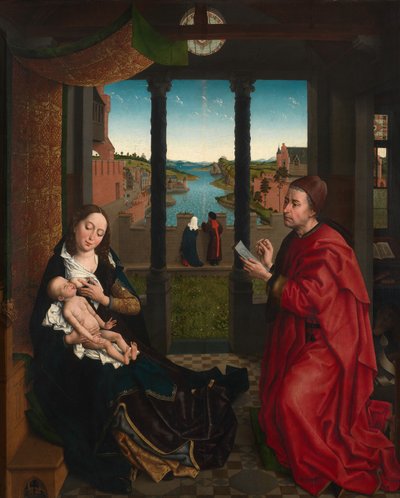 San Lucas dibujando el retrato de la Virgen (óleo sobre tabla) de Rogier van der (after) Weyden
