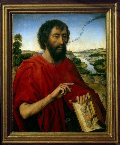 San Juan Bautista. (detalle). Panel izquierdo del tríptico de la familia Braque. Pintura de Roger (Rogier) Van Der Weyden (1400 - 1464) de Rogier van der Weyden