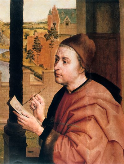 San Lucas dibujando a la Virgen (detalle) de Rogier van der Weyden