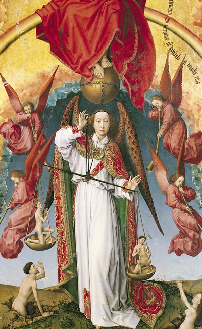 San Miguel Pesando las Almas, del Juicio Final, c.1445-50 (detalle) de Rogier van der Weyden