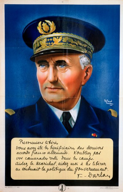 Almirante Darlan, cartel de propaganda de la Francia de Vichy de Roland Coudon