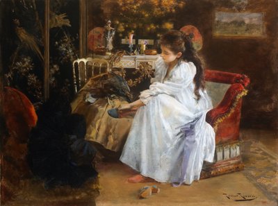 De soiree - Pintura de Roma Ribera (1876-1931) - ca 1894 - Óleo sobre lienzo - 59x79 - Museu Nacional d