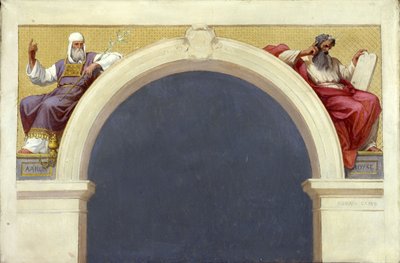 Boceto para la iglesia Saint-François-Xavier: Moisés y Aarón, entre 1874 y 1876 (óleo sobre lienzo) de Romain Cazes