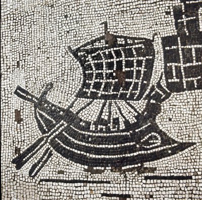 Un barco en el puerto de Ostia (mosaico) de Roman