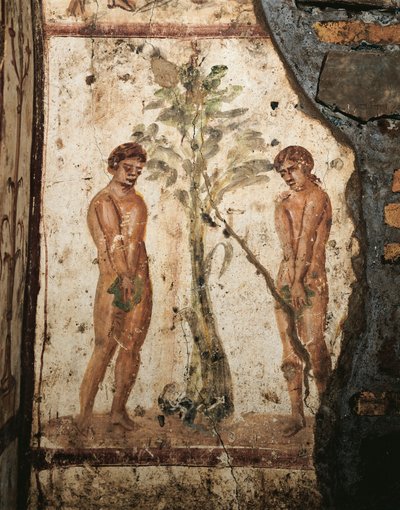Adán y Eva en el Jardín del Edén (fresco) de Roman