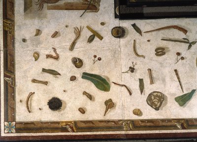 “Asarotos” (Suelo sin barrer) Fragmentos de mosaico firmado por Harakliton de Roma, siglo II d.C., Roma de Roman