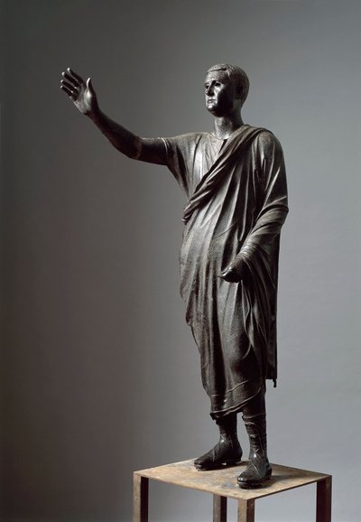 Aule Metele, Arringatore, El Orador, estatua de bronce, 80 a.C., de Pila (Perugia) de Roman