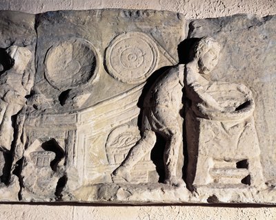 Bajorrelieve que representa la fabricación de pan, romano, siglo II-III d.C. de Roman