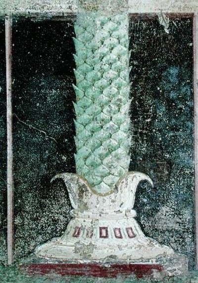 Base de una columna en el estilo de un tronco de palmera, detalle de un tablinium decorado con pinturas de estilo egipcio, c.27-14 a.C. de Roman