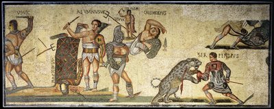 Batalla entre gladiadores y felinos, 320 d.C. de Roman