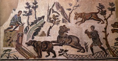 Caza de osos (mosaico, siglo IV a.C.) de Roman