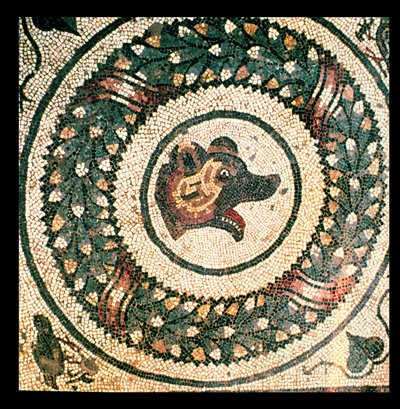 Cabeza de oso, mosaico romano, principios del siglo IV de Roman