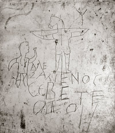 Graffiti blasfemo de una Crucifixión de Roman