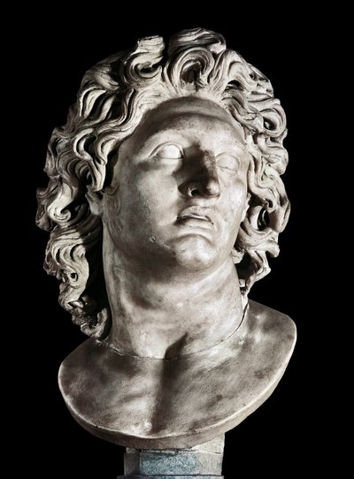 Busto de Alejandro Magno (356-323 a.C.), rey de Macedonia y conquistador de Persia. Copia romana de un original griego, siglo III-II a.C. (mármol) de Roman