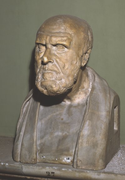 Busto de Crisipo de Soli, copia romana del original helenístico de Roman