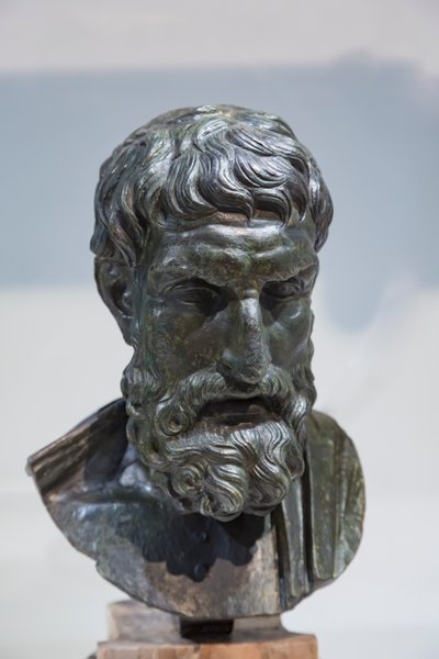 Busto de Epicuro (bronce) de Roman